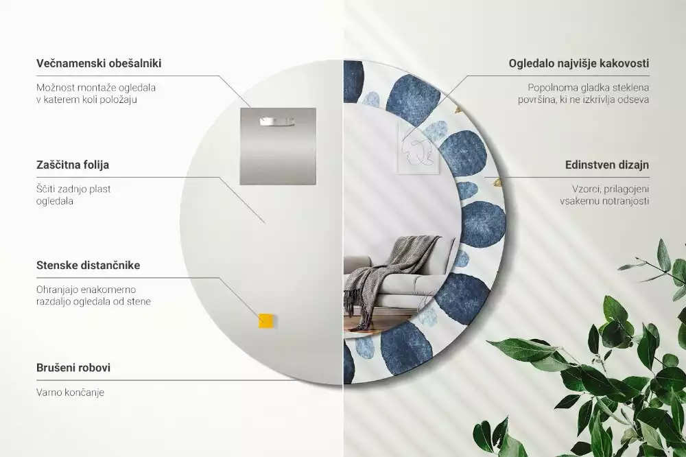 Kerek tükör fali dísz Hold mandala