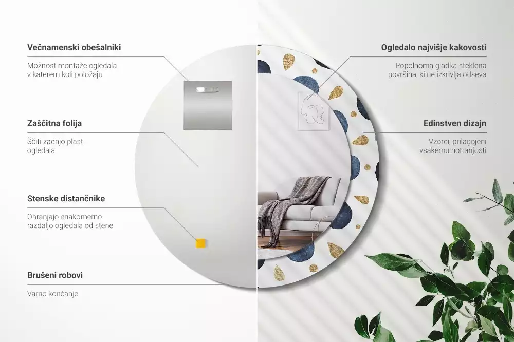 Kerek tükör fali dísz Hold mandala