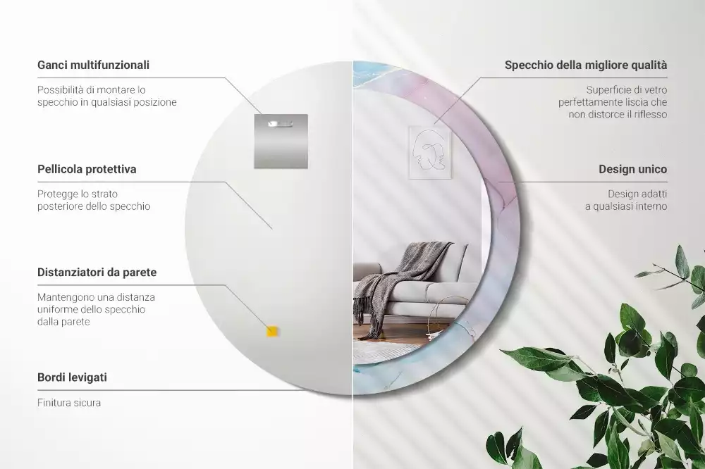 Kerek tükör fali dísz Márvány stílusú