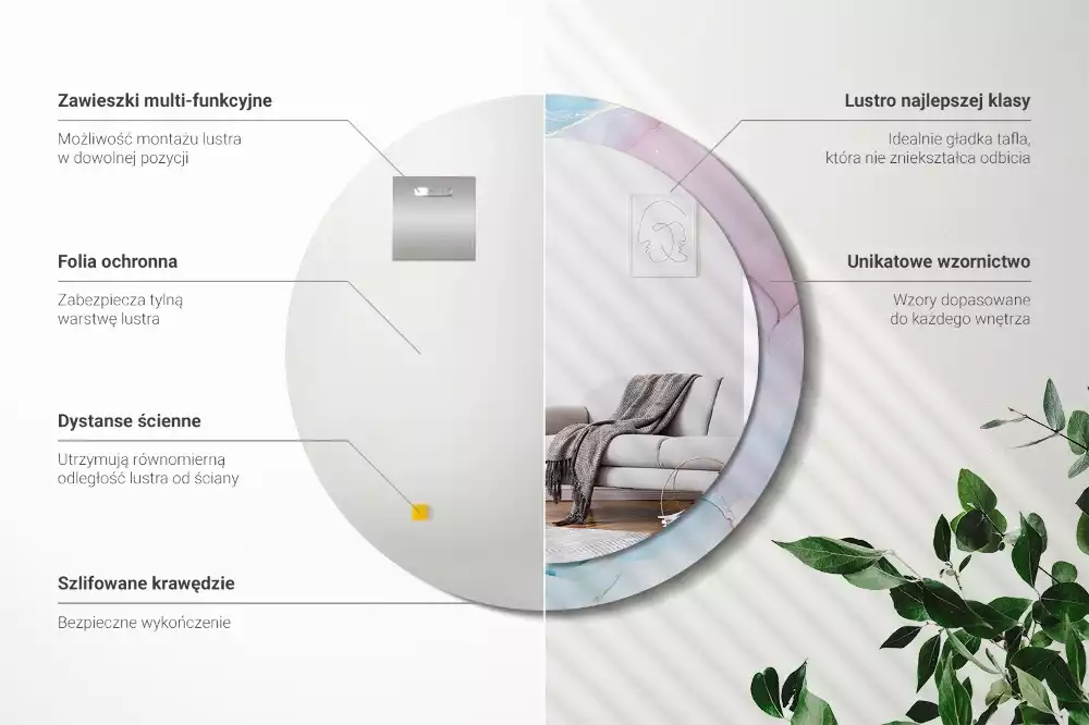 Kerek tükör fali dísz Márvány stílusú