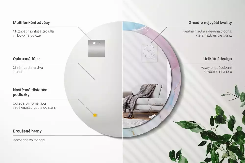 Kerek tükör fali dísz Márvány stílusú