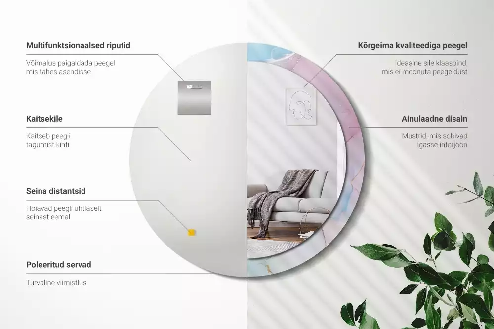 Kerek tükör fali dísz Márvány stílusú