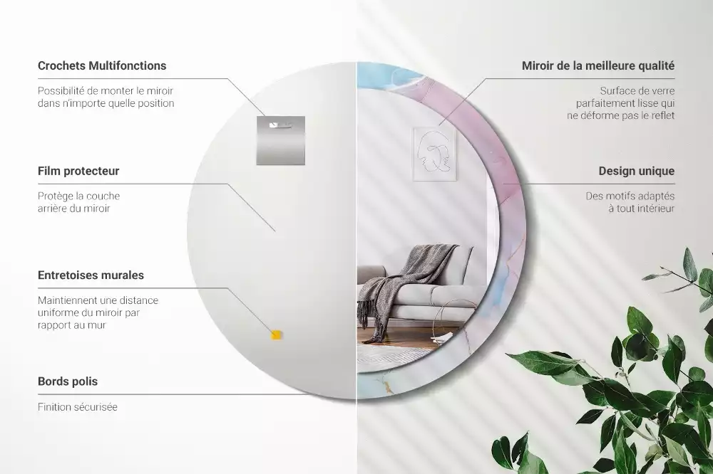 Kerek tükör fali dísz Márvány stílusú