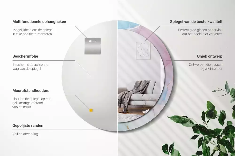 Kerek tükör fali dísz Márvány stílusú