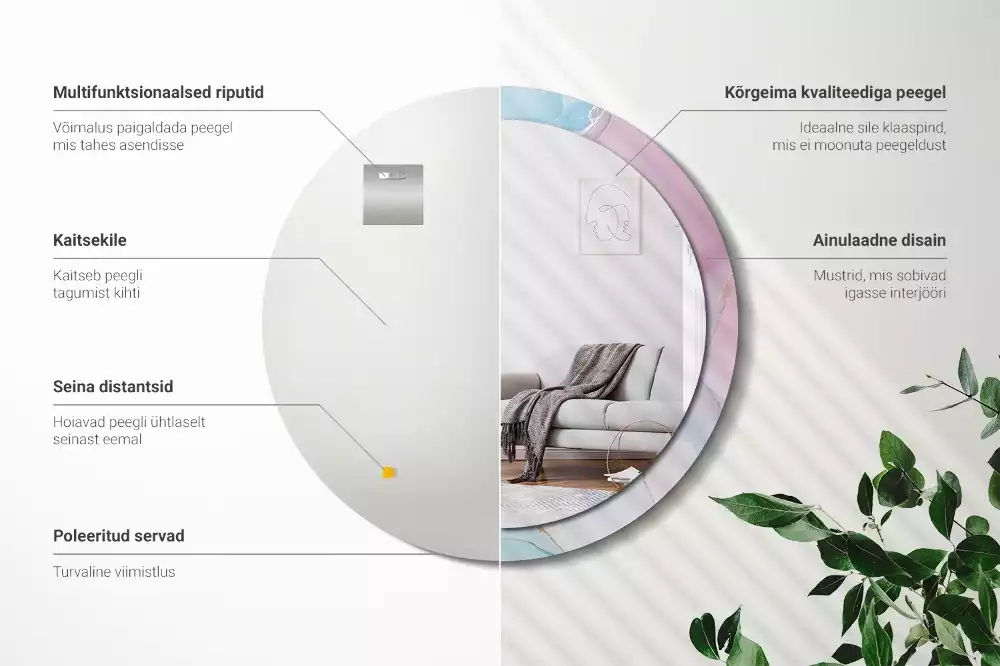 Kerek tükör fali dísz Márvány stílusú