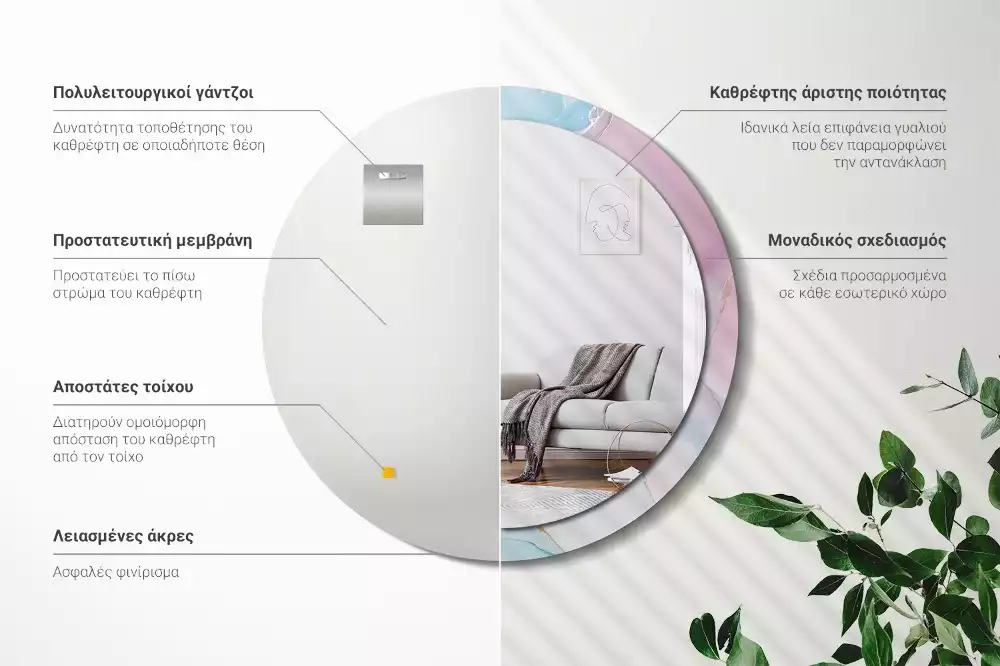 Kerek tükör fali dísz Márvány stílusú