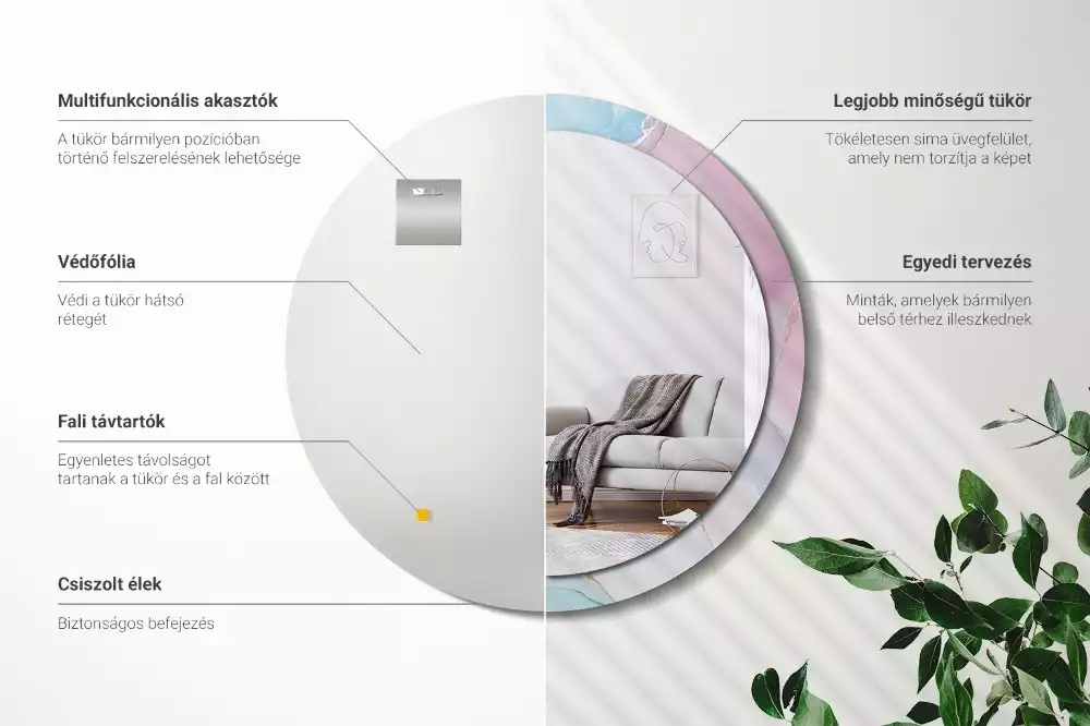 Kerek tükör fali dísz Márvány stílusú