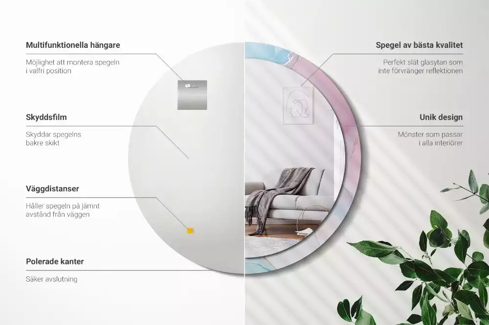 Kerek tükör fali dísz Márvány stílusú