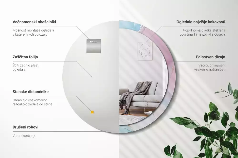 Kerek tükör fali dísz Márvány stílusú