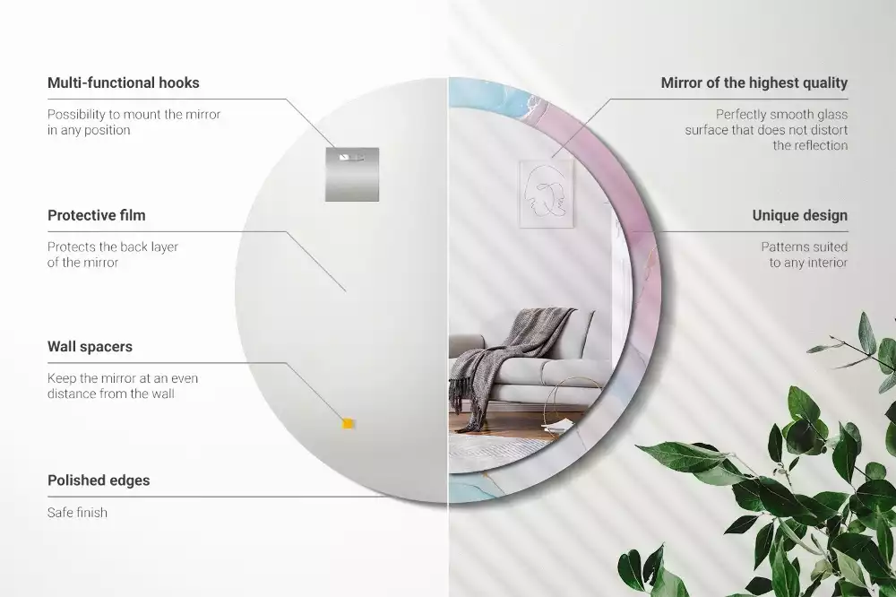 Kerek tükör fali dísz Márvány stílusú