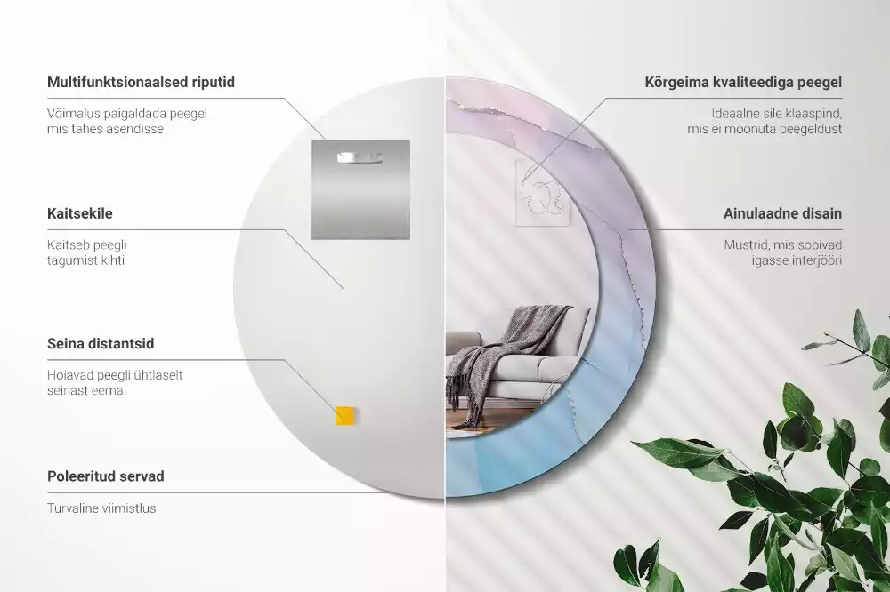 Kerek tükör fali dísz Márvány stílusú