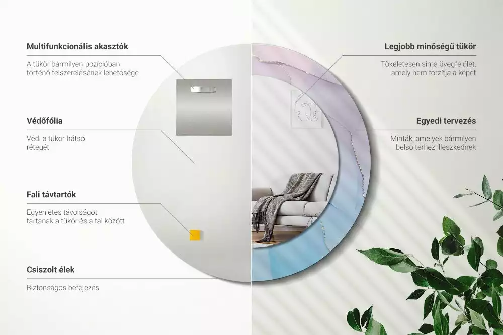 Kerek tükör fali dísz Márvány stílusú