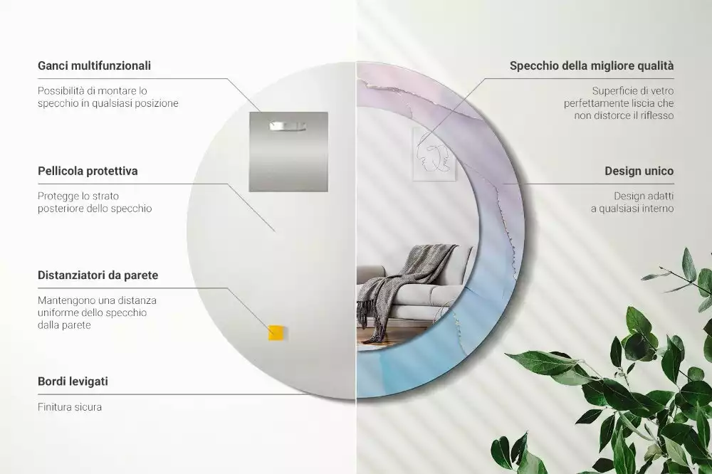 Kerek tükör fali dísz Márvány stílusú