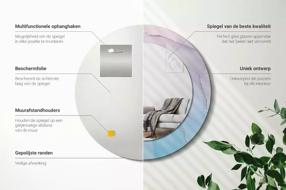 Kerek tükör fali dísz Márvány stílusú