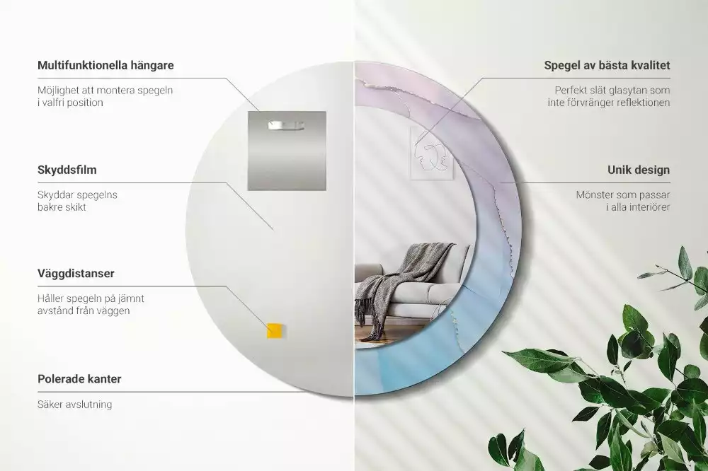 Kerek tükör fali dísz Márvány stílusú