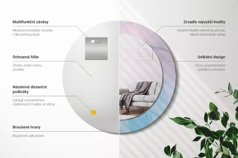 Kerek tükör fali dísz Márvány stílusú