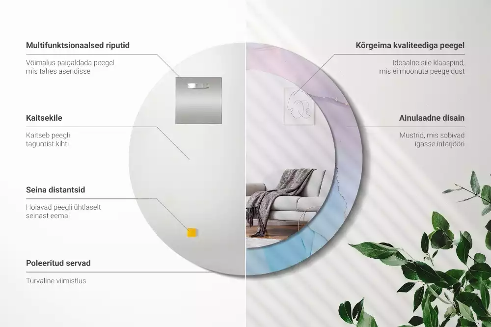 Kerek tükör fali dísz Márvány stílusú