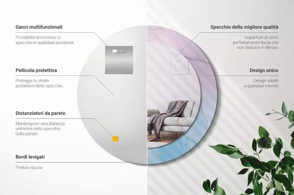 Kerek tükör fali dísz Márvány stílusú