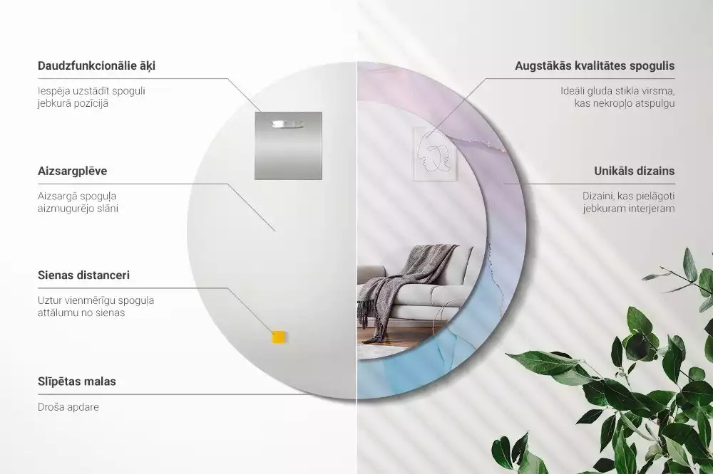 Kerek tükör fali dísz Márvány stílusú