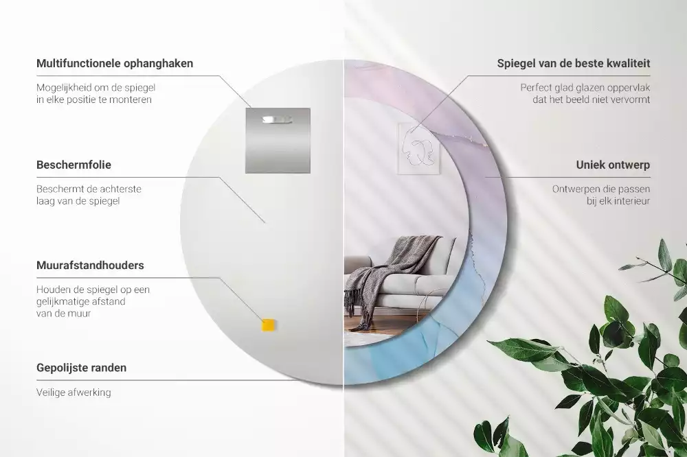 Kerek tükör fali dísz Márvány stílusú