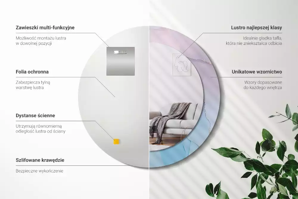 Kerek tükör fali dísz Márvány stílusú