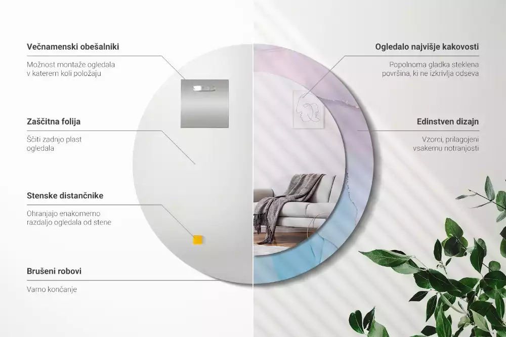 Kerek tükör fali dísz Márvány stílusú