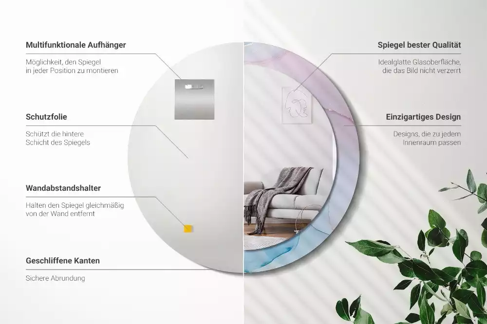 Kerek tükör fali dísz Márvány stílusú