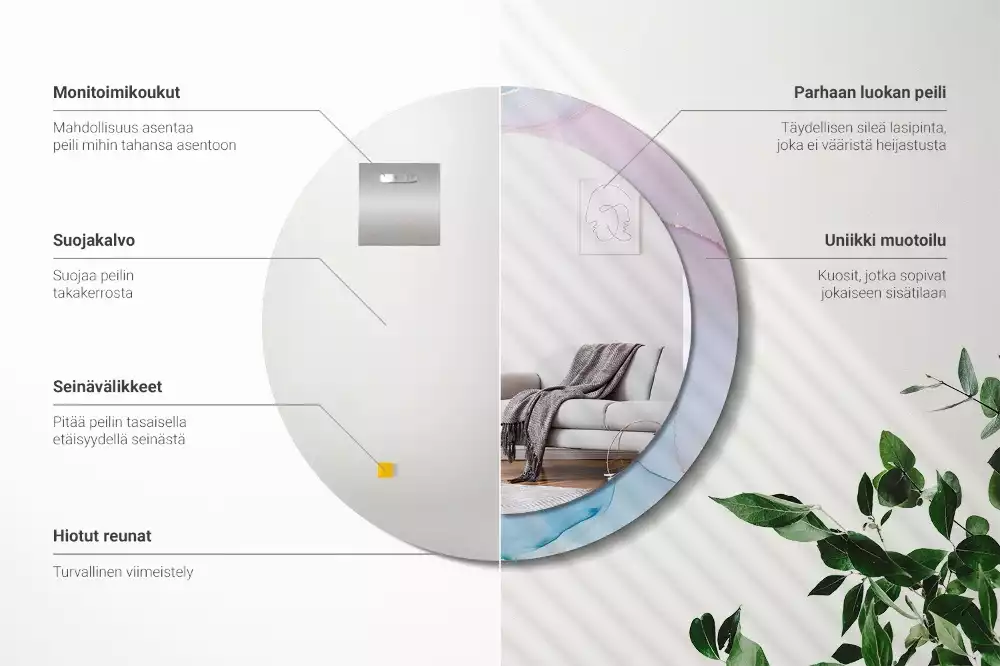 Kerek tükör fali dísz Márvány stílusú