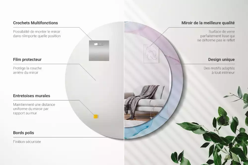 Kerek tükör fali dísz Márvány stílusú