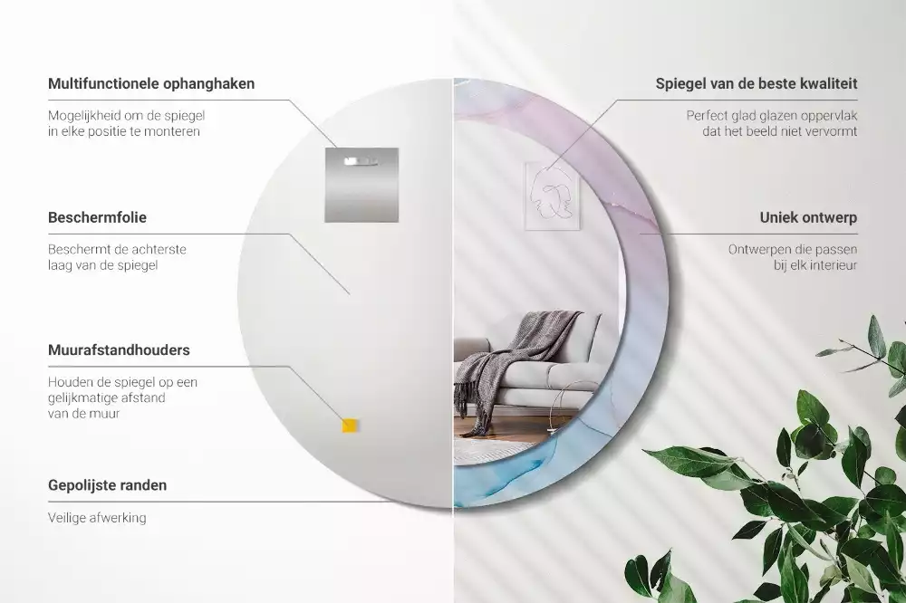 Kerek tükör fali dísz Márvány stílusú