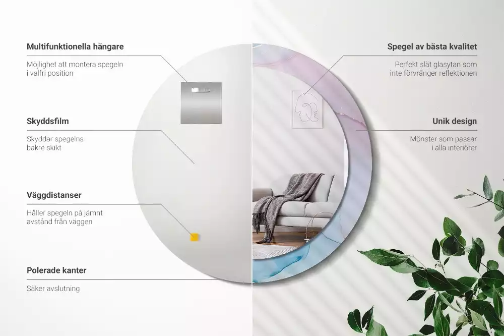 Kerek tükör fali dísz Márvány stílusú