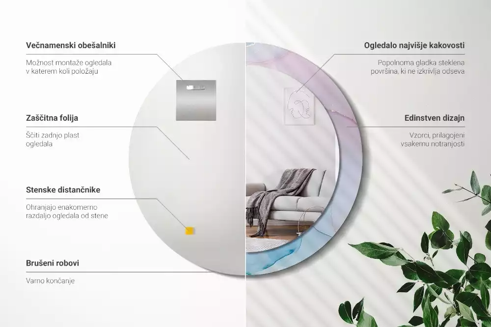 Kerek tükör fali dísz Márvány stílusú