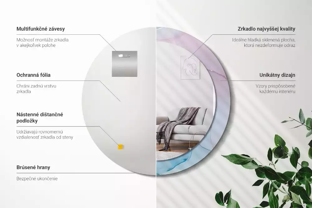 Kerek tükör fali dísz Márvány stílusú