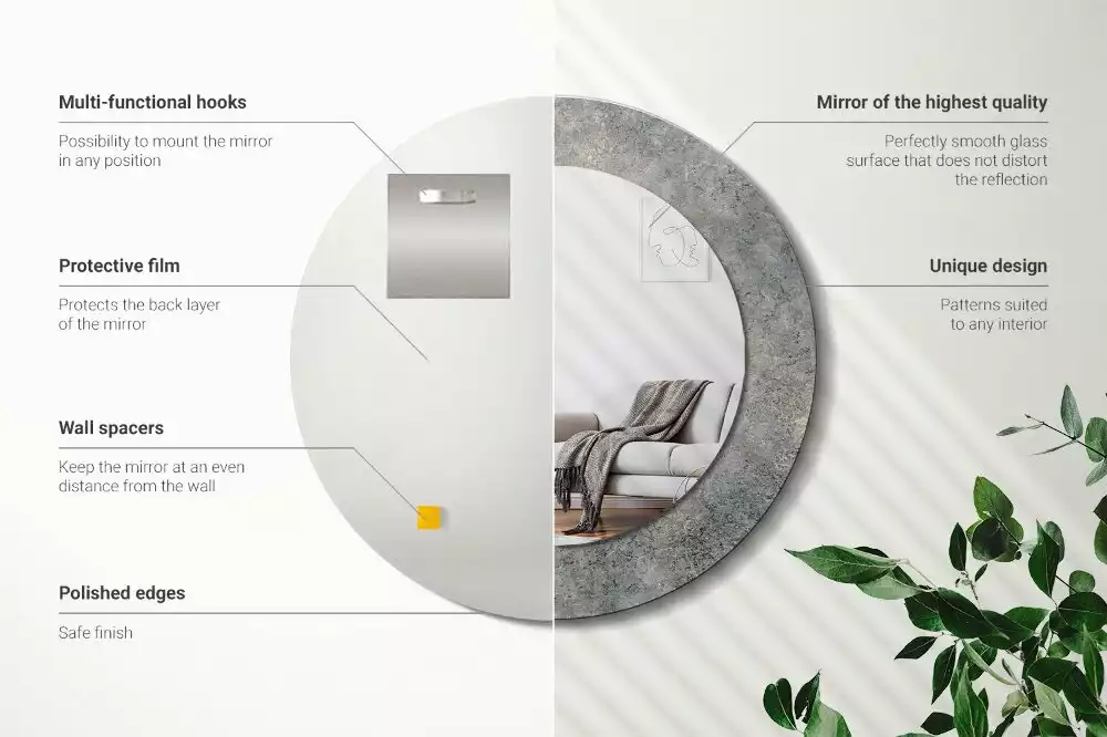 Kerek tükör fali dísz Vintage beton