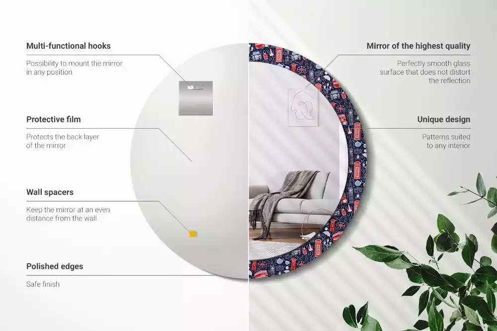 Kerek tükör fali dísz London