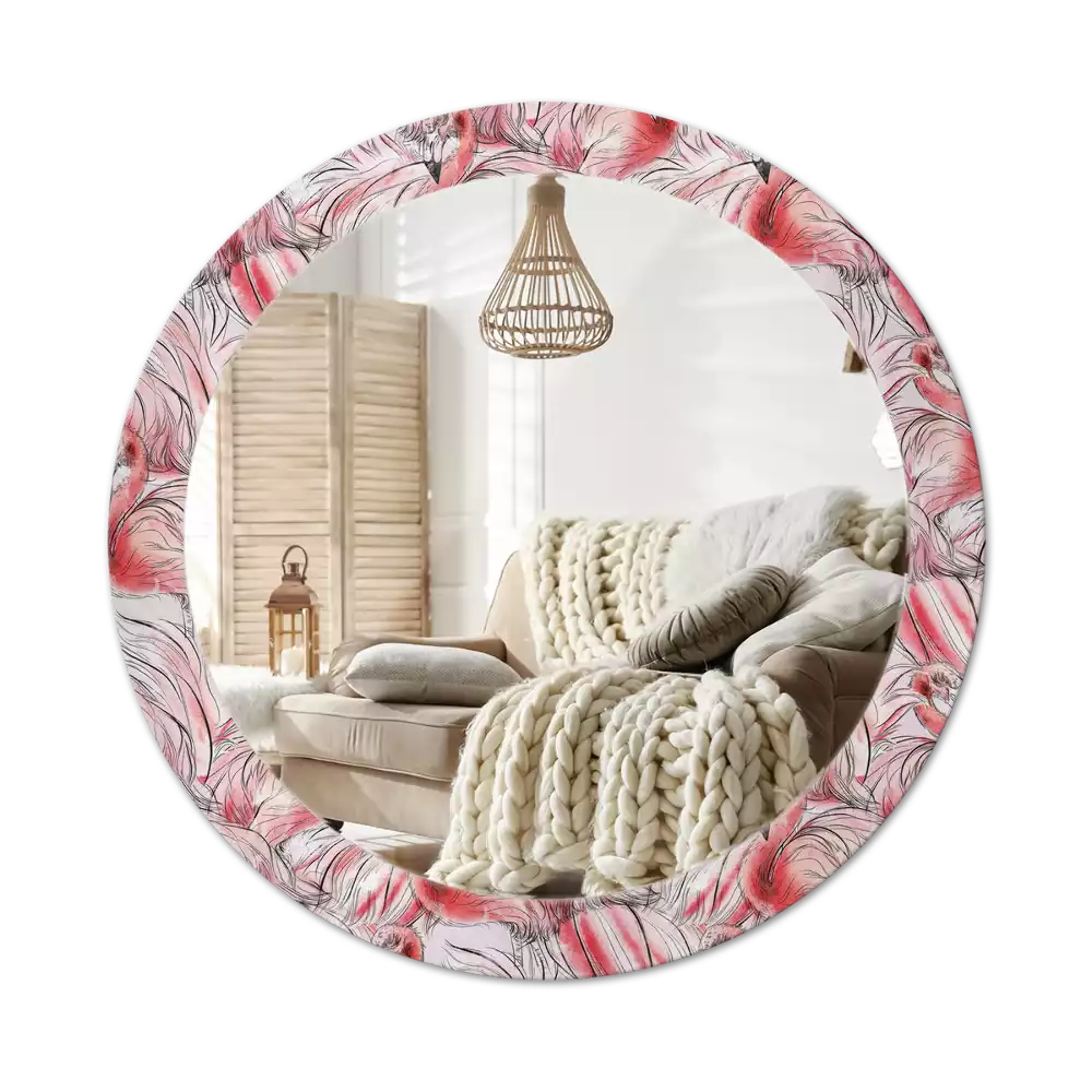 Kerek tükör fali dísz Flamingók