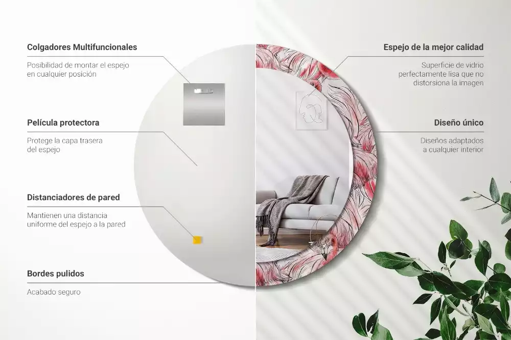 Kerek tükör fali dísz Flamingók