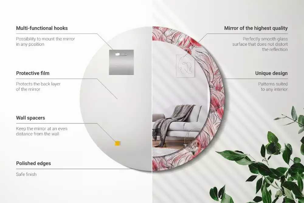 Kerek tükör fali dísz Flamingók