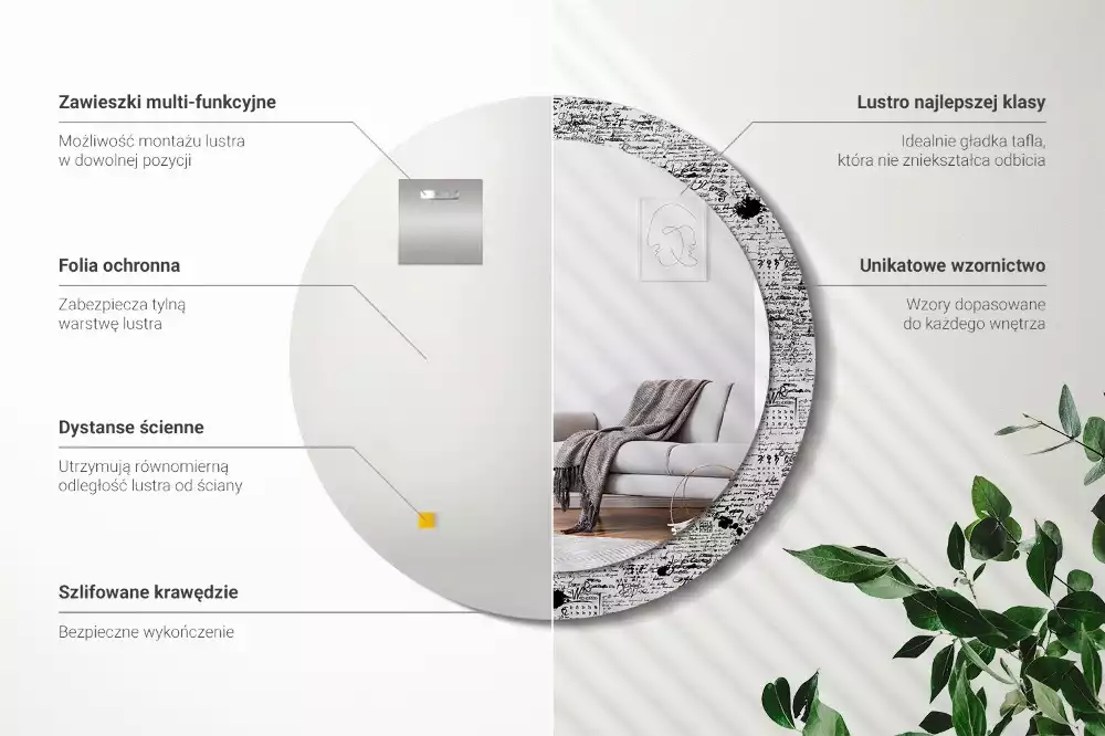 Kerek tükör fali dísz Firkák