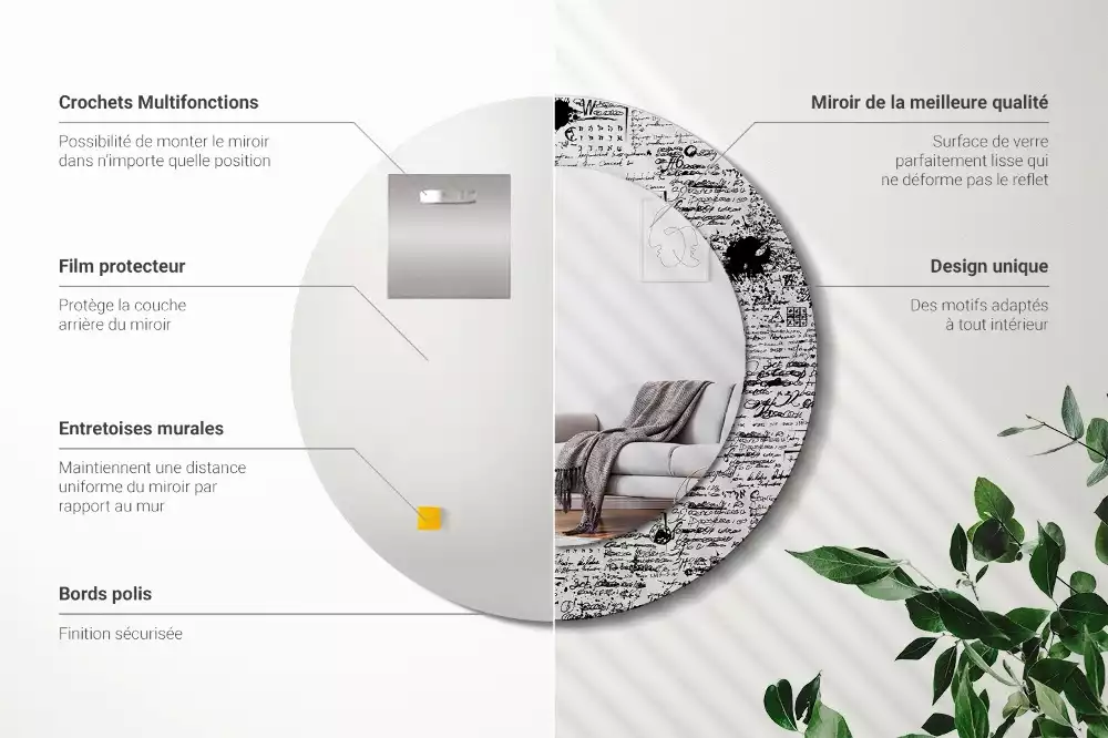 Kerek tükör fali dísz Firkák