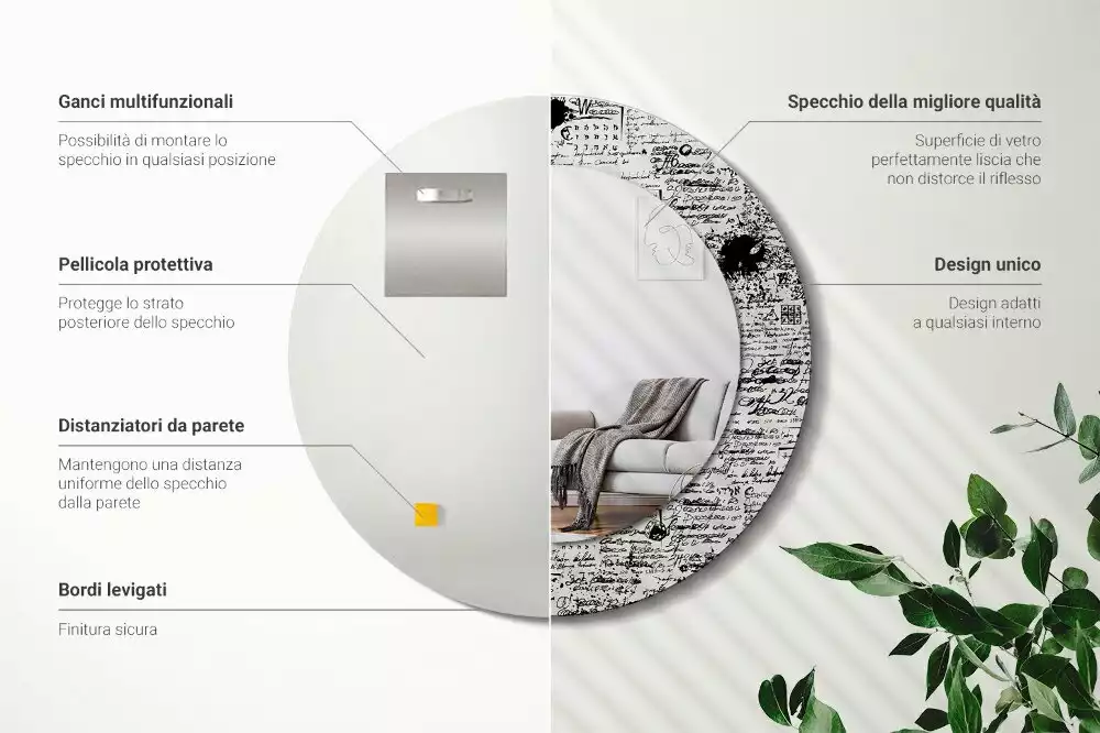 Kerek tükör fali dísz Firkák