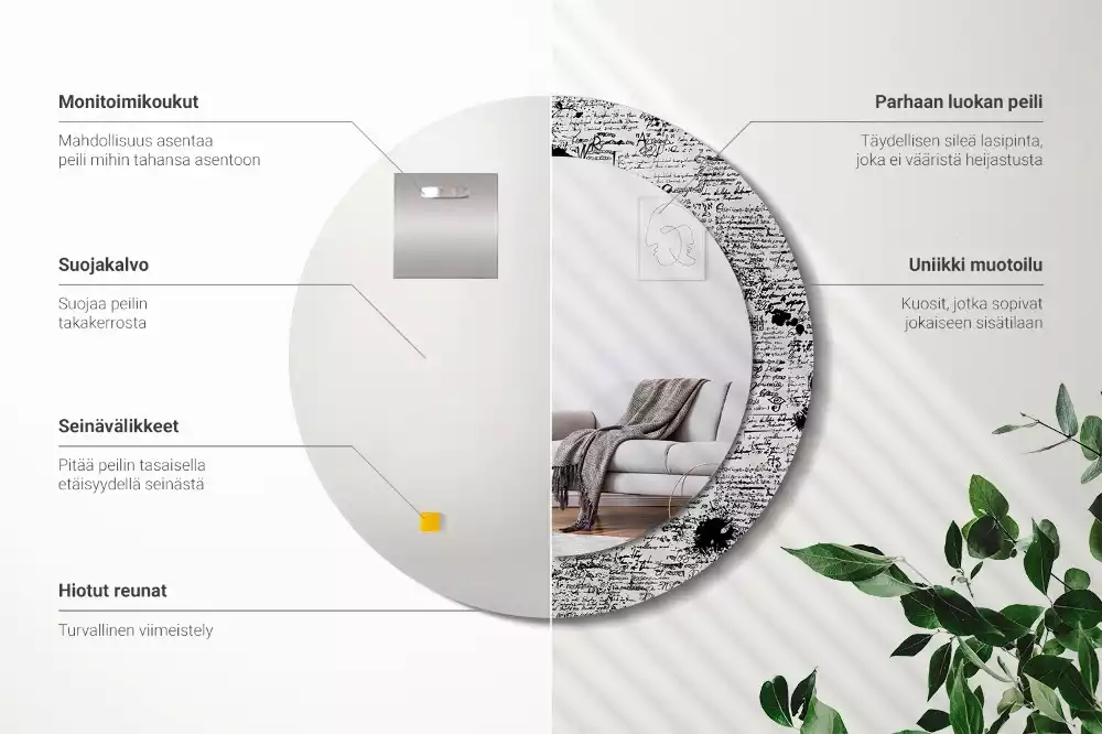 Kerek tükör fali dísz Firkák