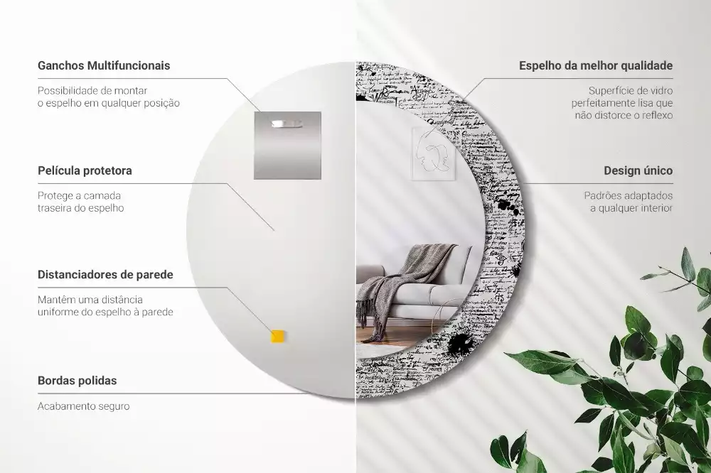 Kerek tükör fali dísz Firkák