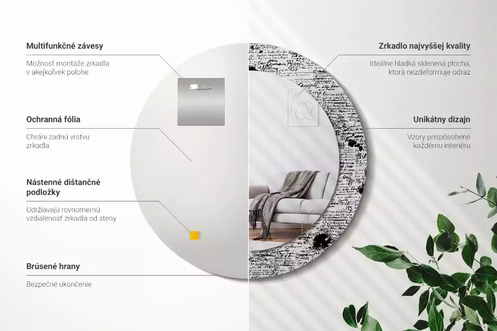 Kerek tükör fali dísz Firkák