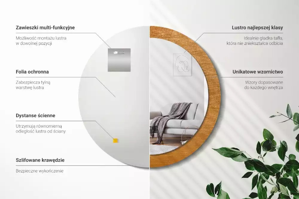 Kerek tükör fali dísz Vintage loft stílusú