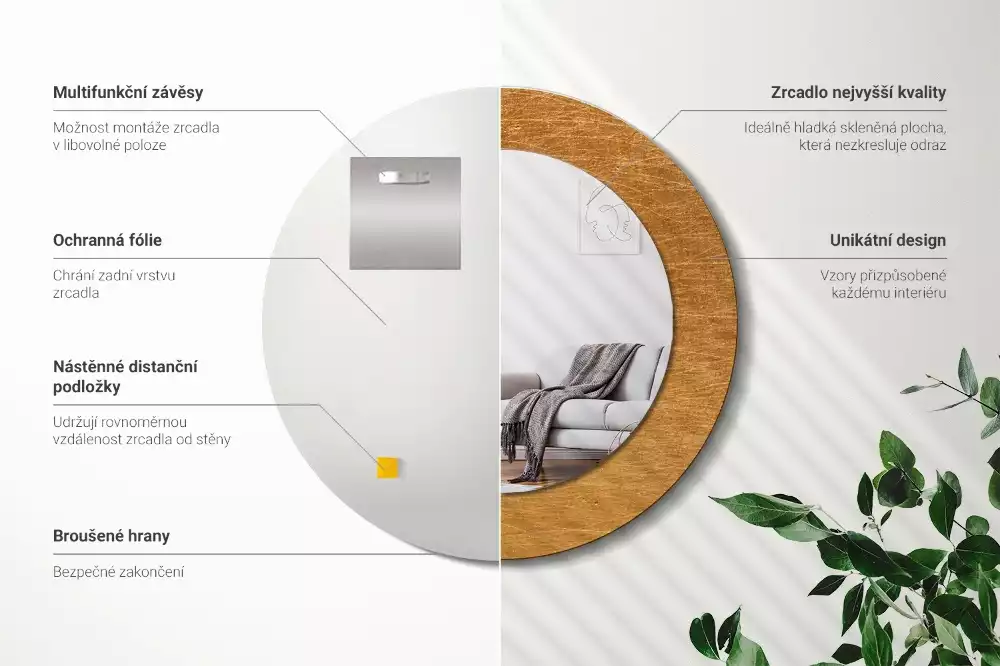 Kerek tükör fali dísz Vintage loft stílusú