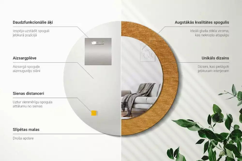 Kerek tükör fali dísz Vintage loft stílusú