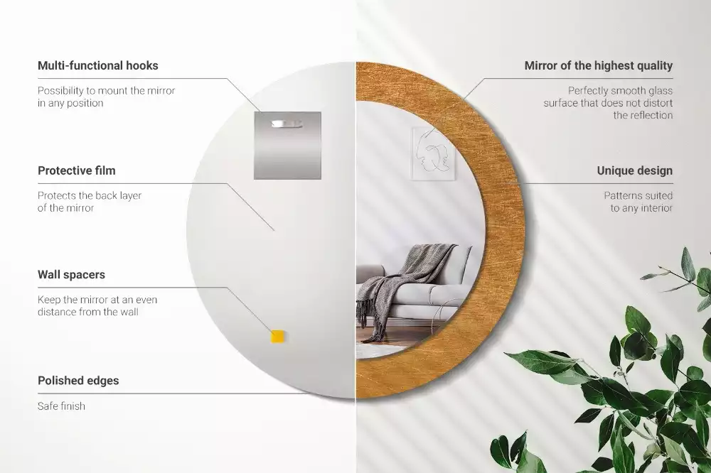 Kerek tükör fali dísz Vintage loft stílusú