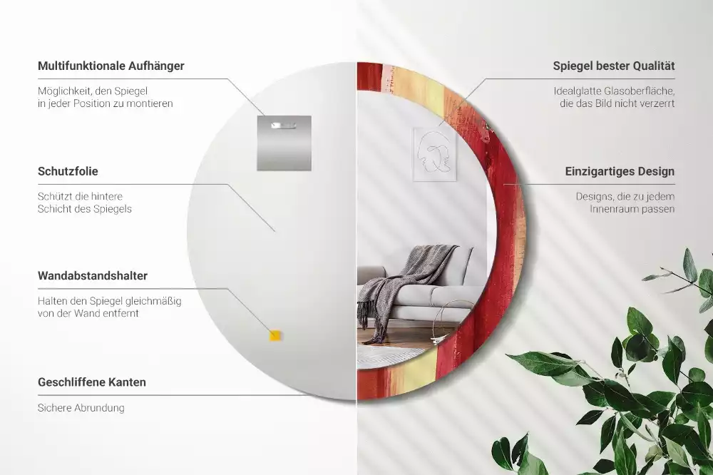 Kerek tükör fali dísz Absztrakt festészet