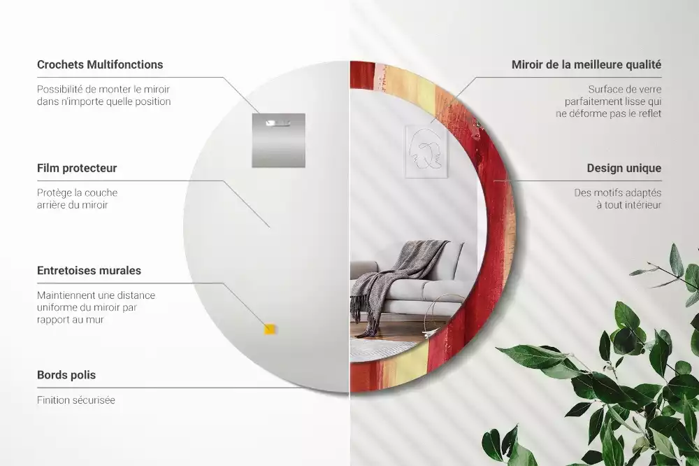 Kerek tükör fali dísz Absztrakt festészet